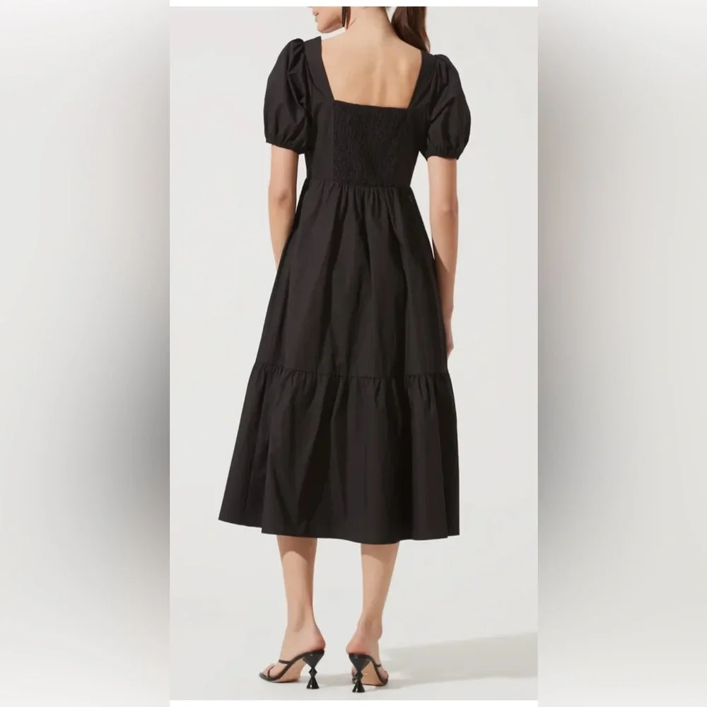 ASTR The Label Poplin Puff Sleeve Tiered Midi Dress ,Large - Picture 5 of 12